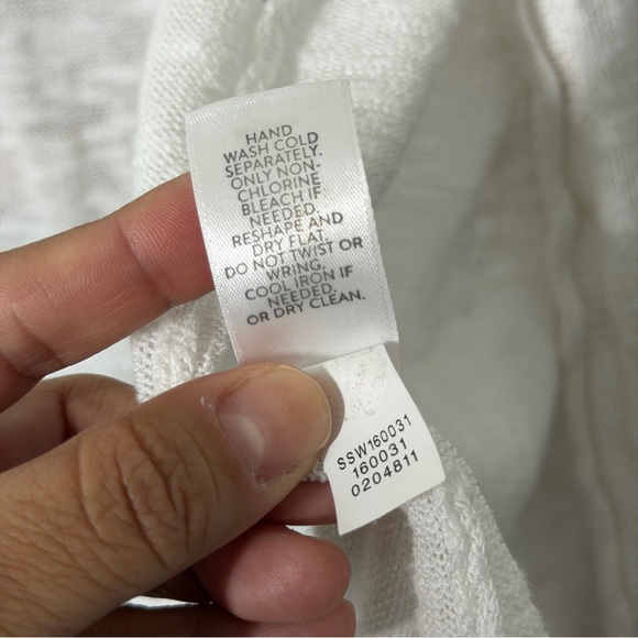 J. Jill XL White Linen Cotton Short Sleeve Open Front Knit Cardigan Sweater - Picture 8 of 10